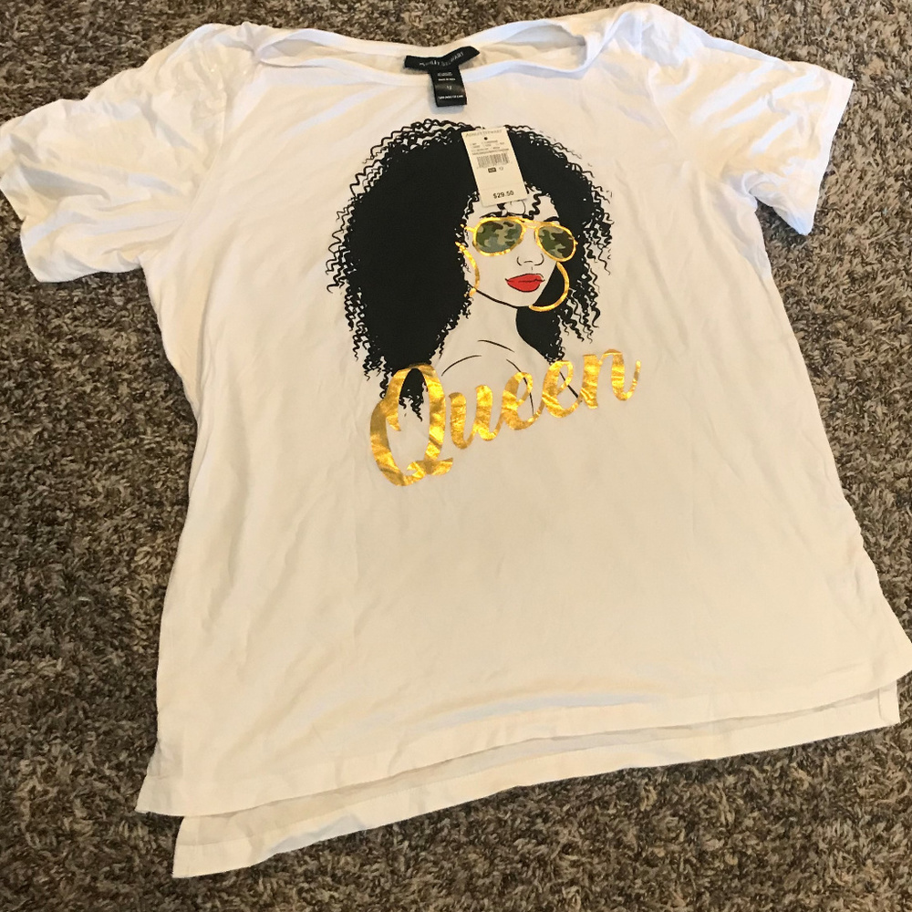 Ashely Stewart Queen Foil Print Tee